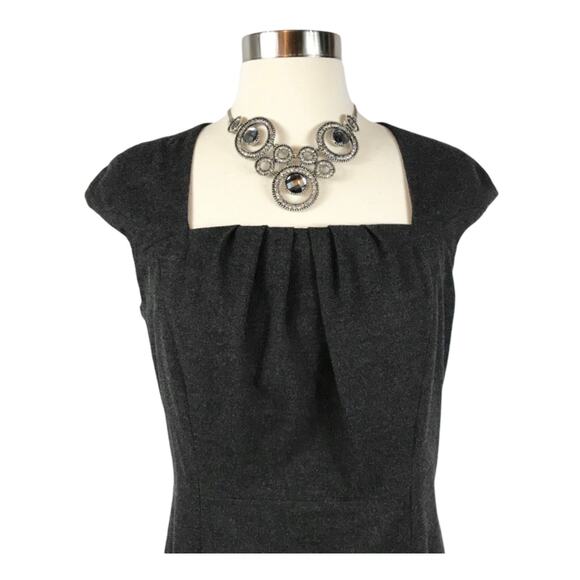 CLASSIQUES ENTIER ATELIER Sheath Dress Square Neck Charcoal Gray Back Zipper 8 - Picture 6 of 8